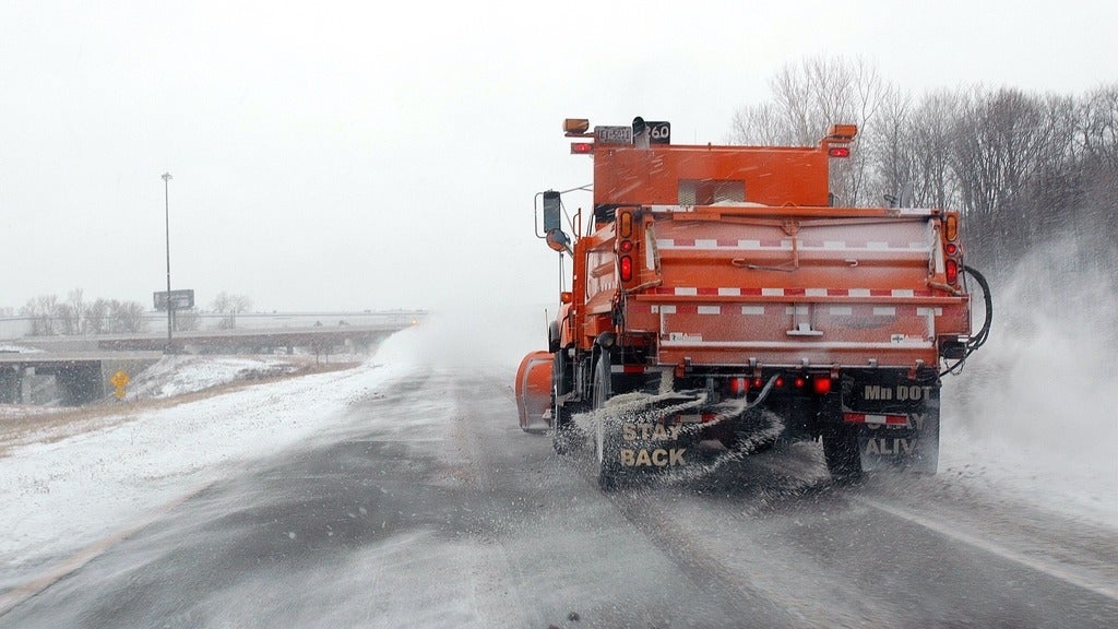 Applying road salt in Minnesota. When snow and ice melts, road salt goes with it, washing into our lakes, streams, wetlands, and groundwater. At high concentrations, chloride can harm fish and plant life. 