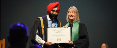 Marianne getting award at convocation