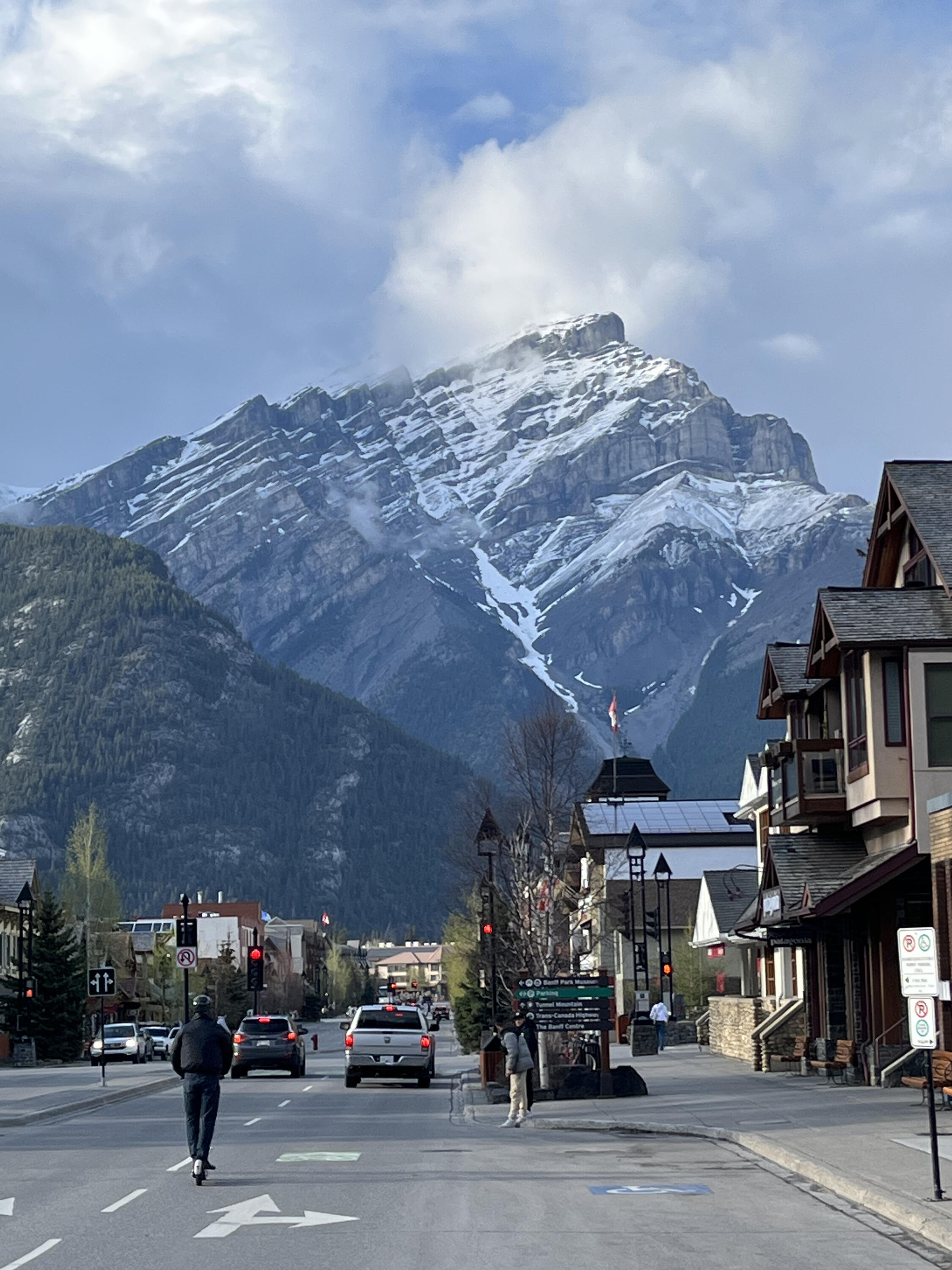 Photo from streets of Banff facing the mountain