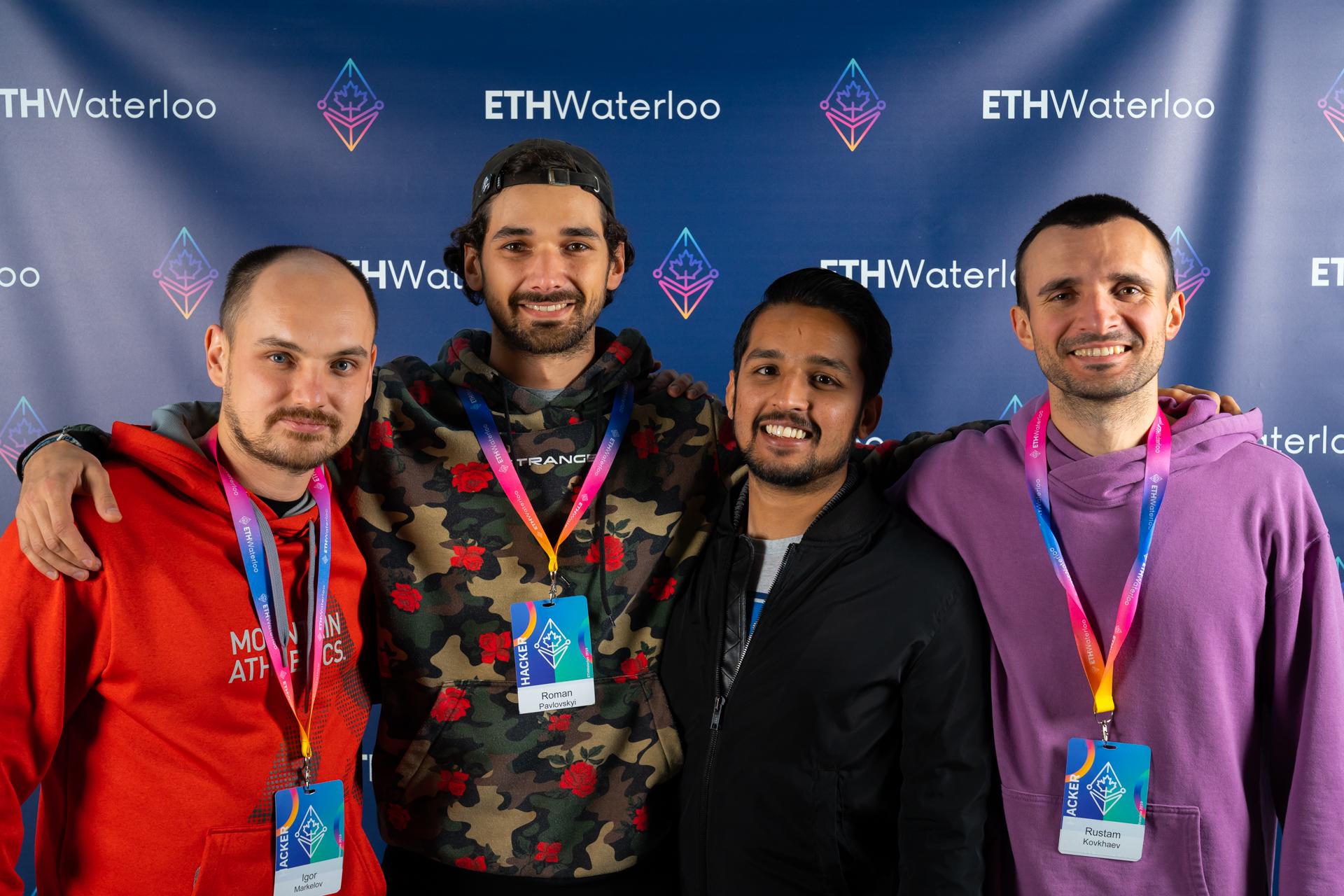 Igor Markelov and team members at ETHWaterloo hackaton