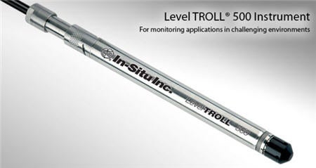 metal casing of level logger connected to level logger