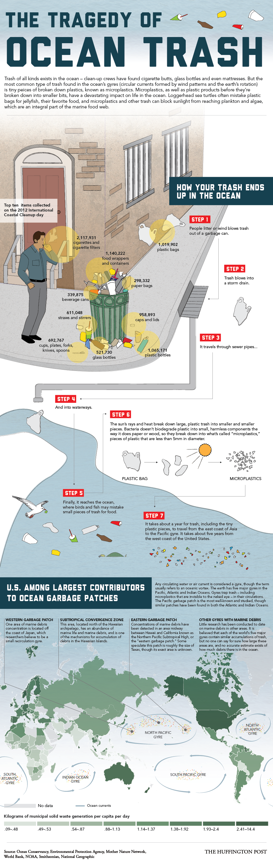 Infographic depicting a litter to waterway pathway. 