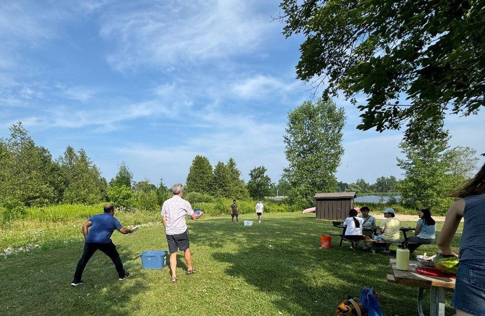 ERG members playing frisbee
