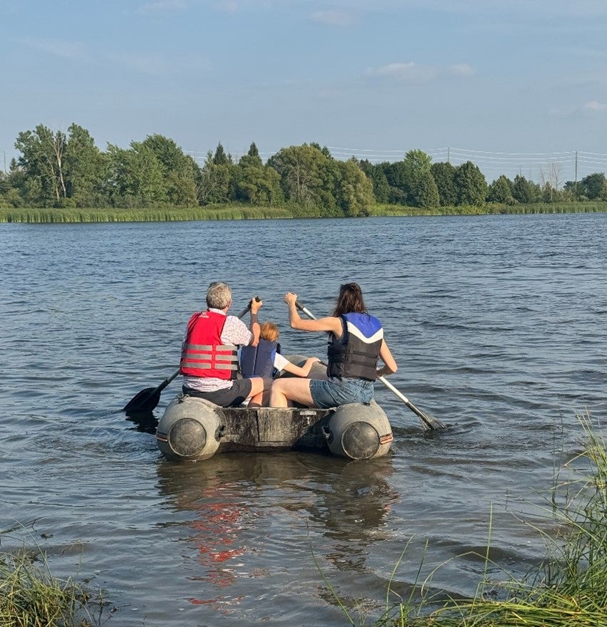 ERG members on field boat