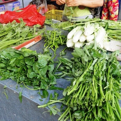 Vegetables at a local wet market in Nanning, Guangxi