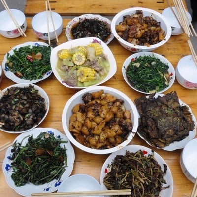 Local dishes at Daping Village near Chengdu, Sichuan province