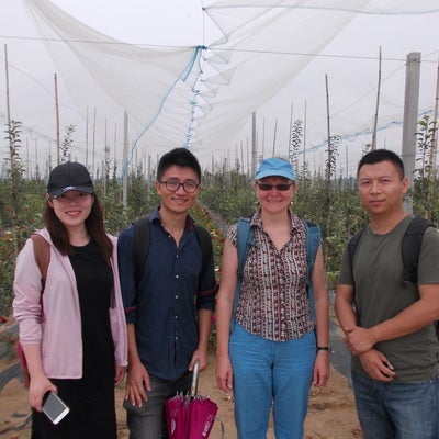Danshu Qi, Ning Dai, Steffanie Scott and Zhenzhong Si visiting a land consolidation project in Yan'an, Shaanxi province