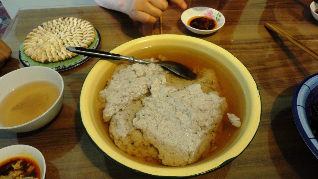 Tofu made with stone mill by Green Heart Land in Chengdu, Sichuan Province