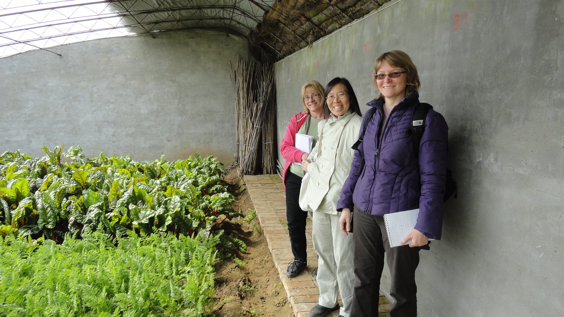 Steffanie, Lejen Chen and Theresa at Green Cow Farm in Beijing