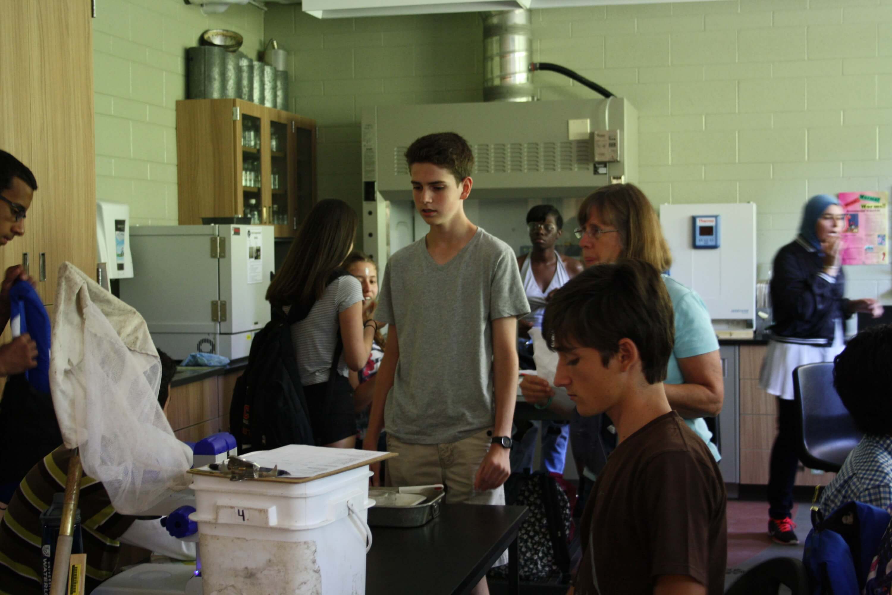 Students getting ready to exit the lab