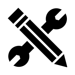 pencil and wrench intersecting to create an X