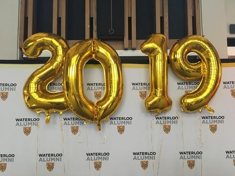 Four balloon numbers saying 2019