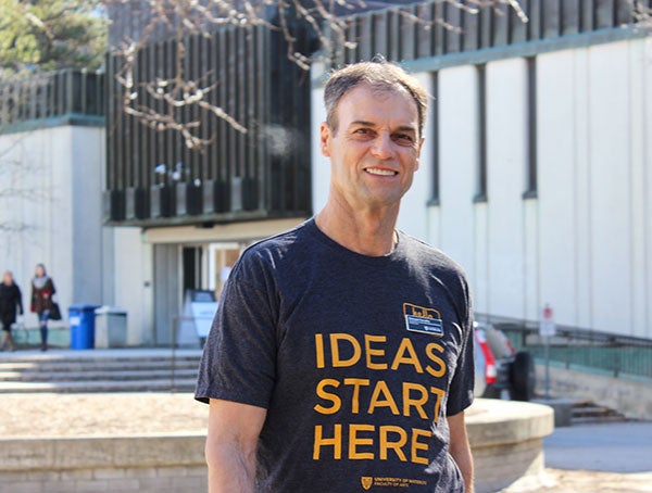 Emanuel Carvalho outside Arts Lecture Hall