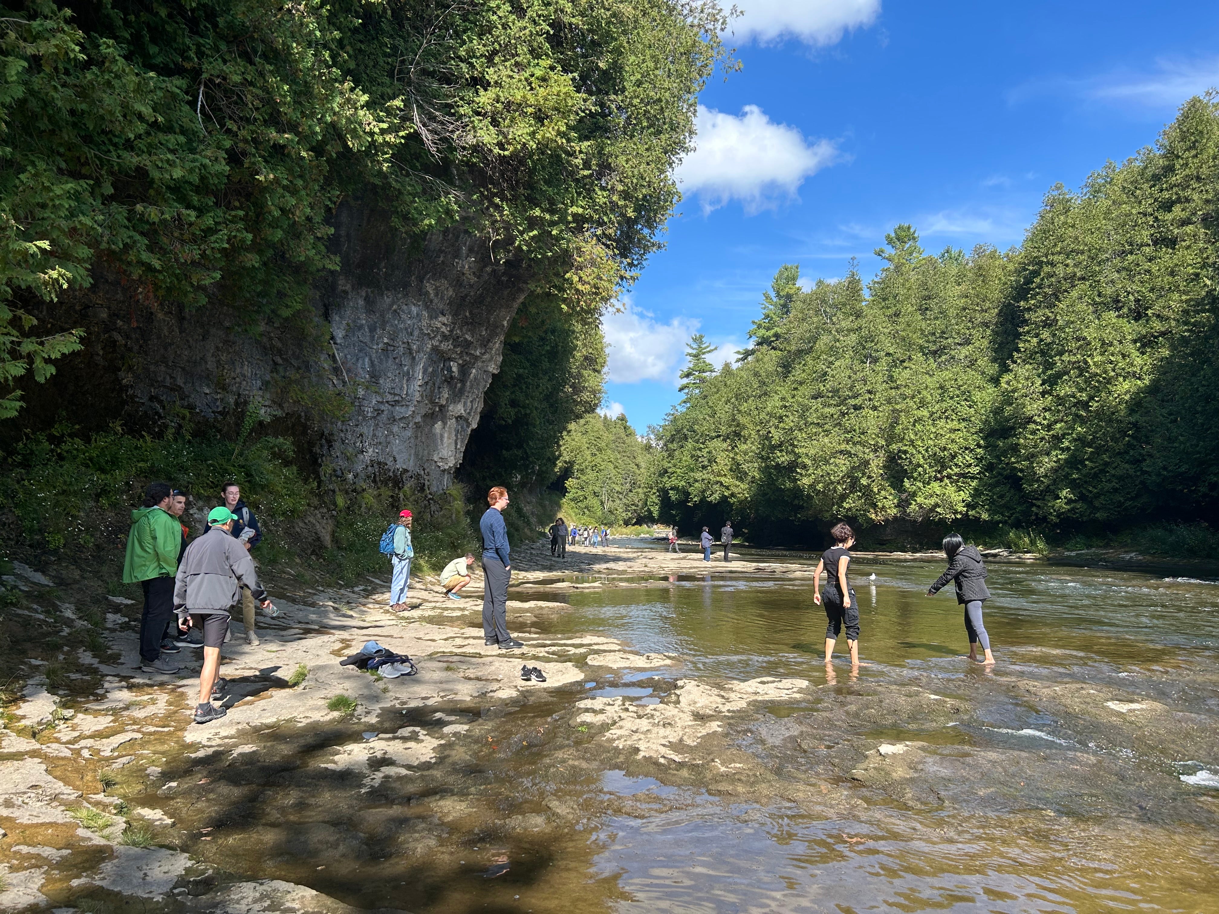 Students in river