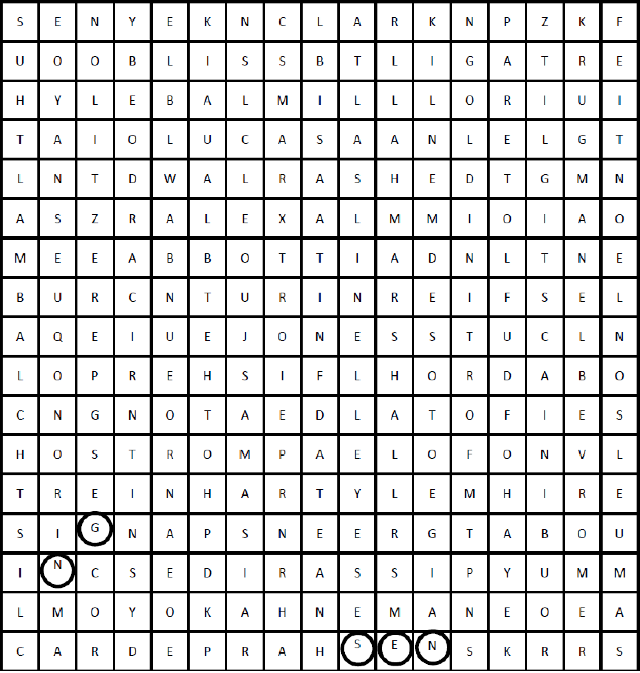 letter grid for word game