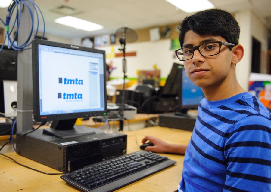 Student working at a computer