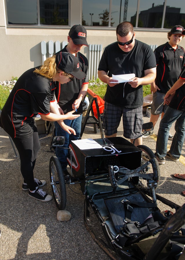 A team going through paperwork