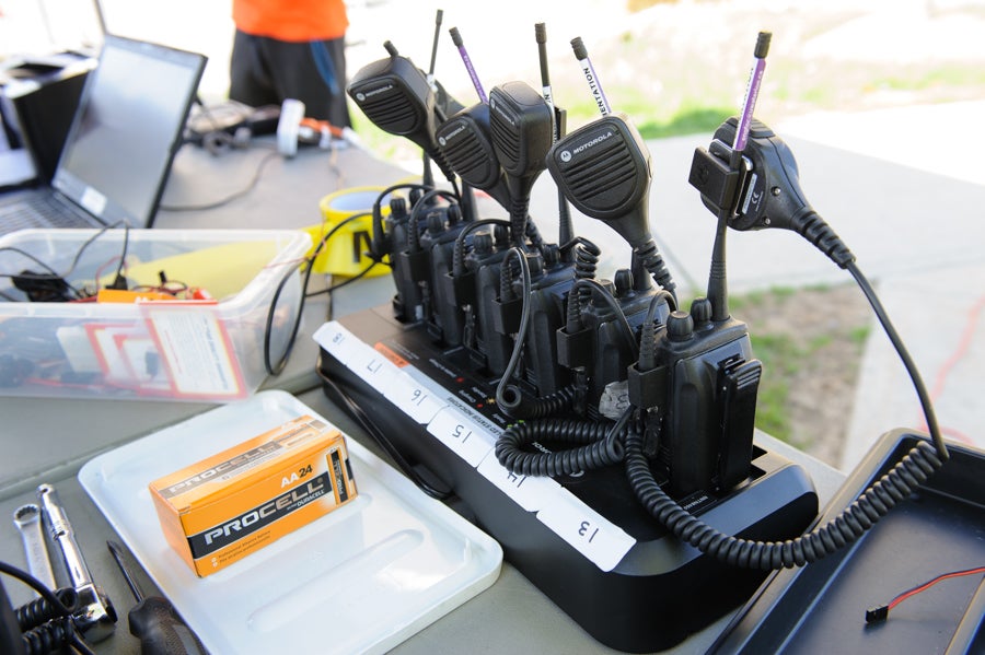 Radios set on their charging station
