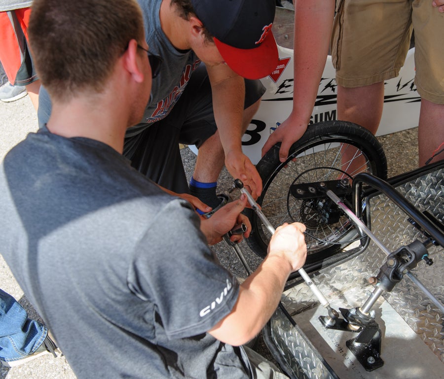 Banting adjusting their steering system