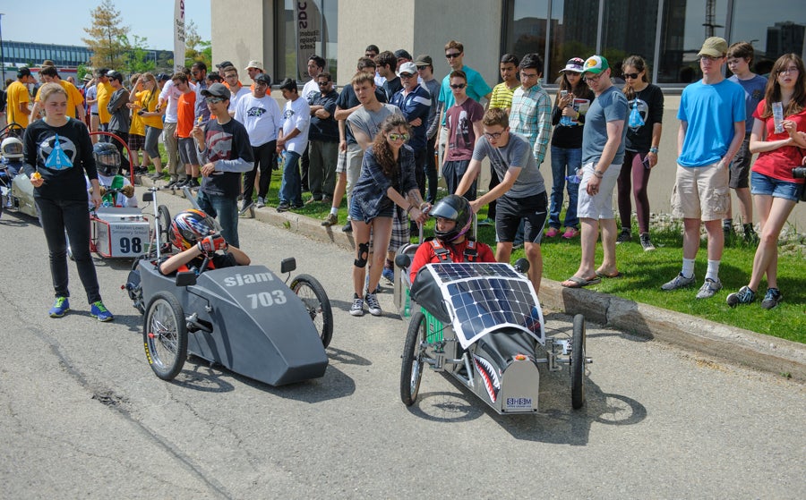 Guelph Collegiate's car rolls into position
