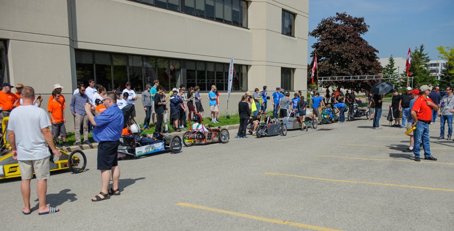 All the cars lined up and ready to go