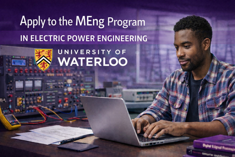 Graduate engineering student working in electronics lab (AI-generated image; does not depict a real student)