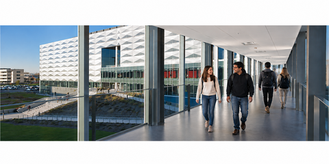 AI-generated image created using ChatGPT, based on an original photograph of the University of Waterloo Engineering 7 building.