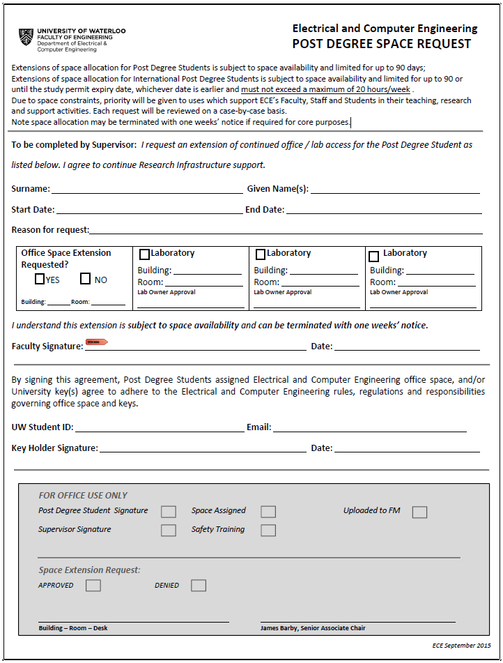 Post Degree Space Request Form