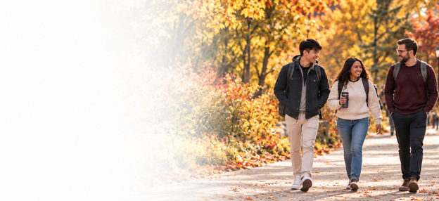 students walking in the fall