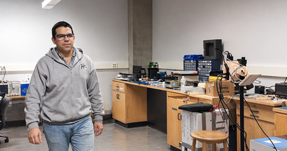 ECE PhD student Sebastian Ratto Valderrama in the Wireless Sensors and Devices Lab