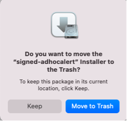 Move installer to trash prompt