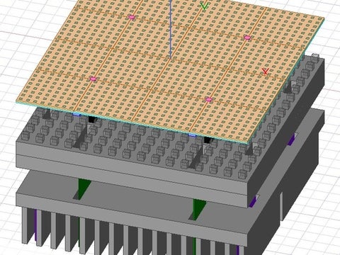 Rendering of a modular large-scale active phased array antenna for SATCOM with heatsink