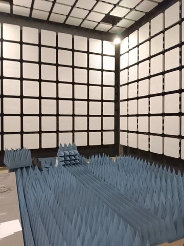 The EmRG anechoic chamber, lined with absorber cones, used for over-the-air antenna measurements