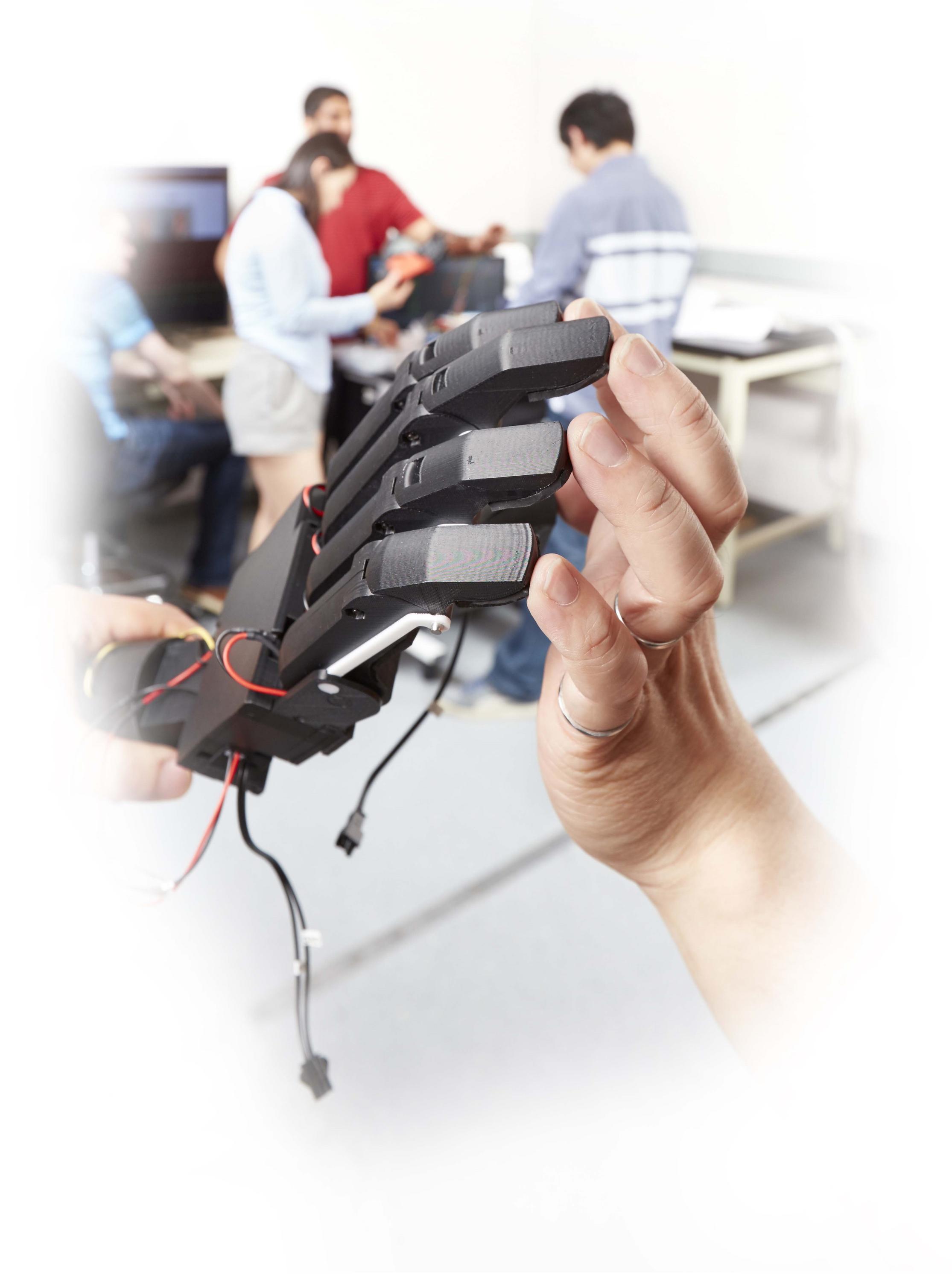 Robotic hand with real hand