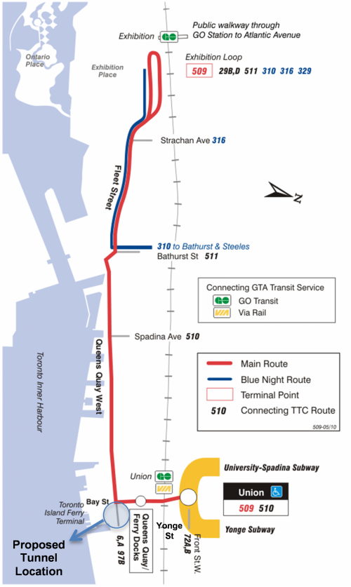 Existing TTC Harbourfrount Route 