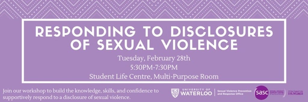 Responding to Disclosures of Sexual Violence workshop poster
