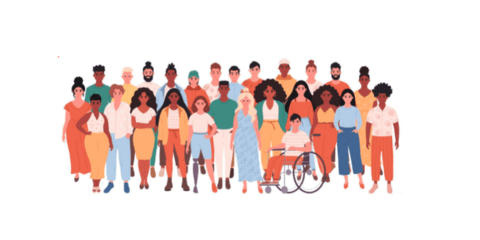 Illustration of diverse crowd