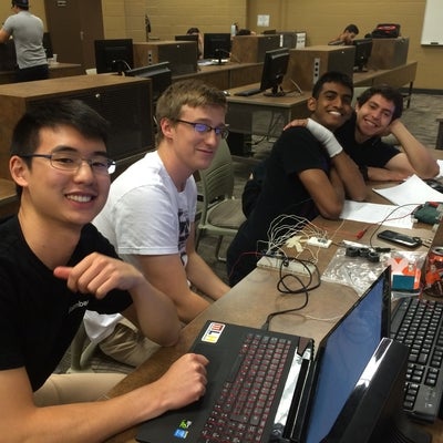 Students in WEEF lab programming Arduino.