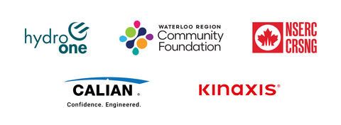 Sponsor logos for Hydro One, Waterloo Region Community Foundation, NSERC CRSNG, Calian, Kinaxis