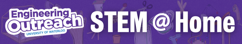 Banner depicting STEM at home with materials in background