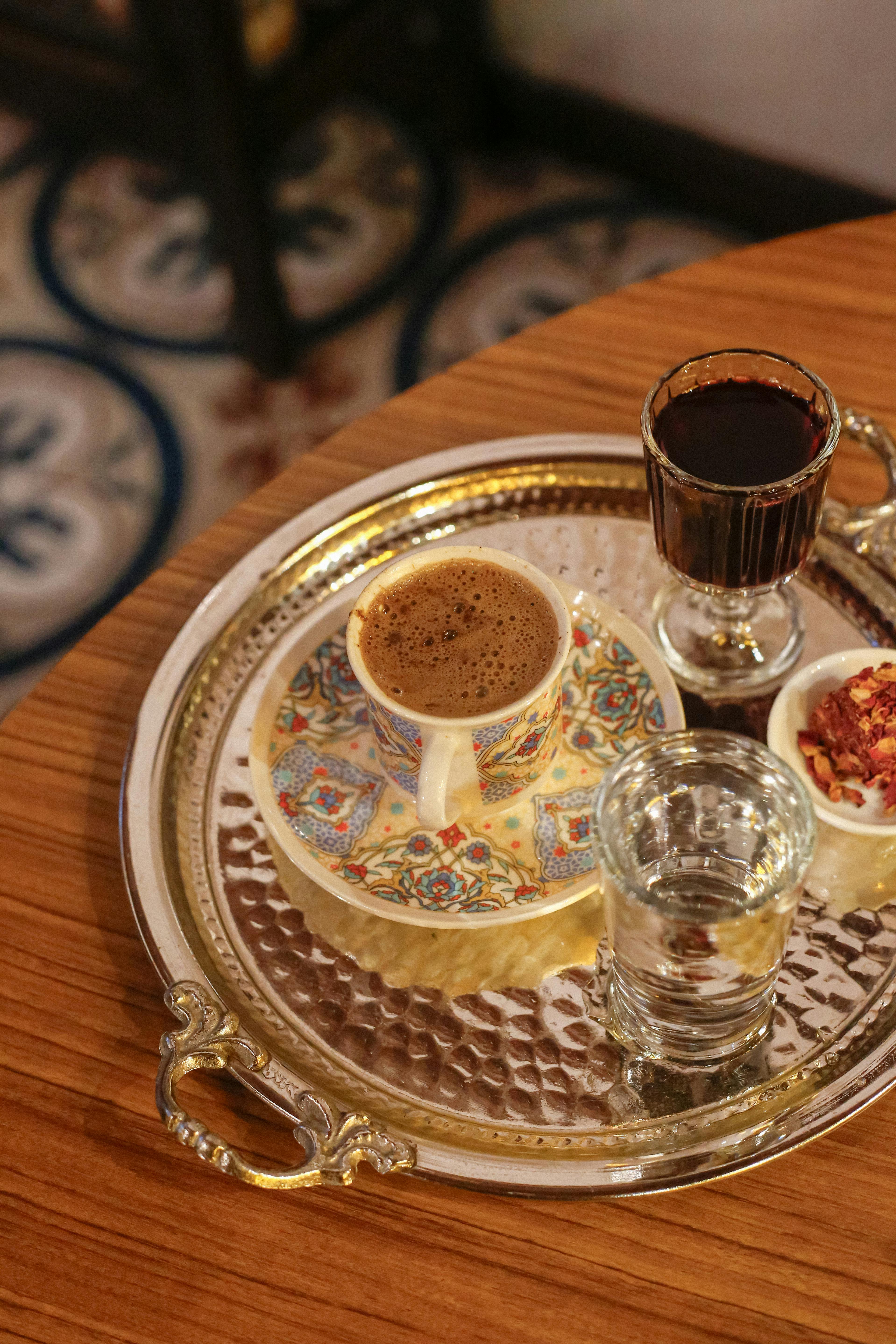 tray with beverages