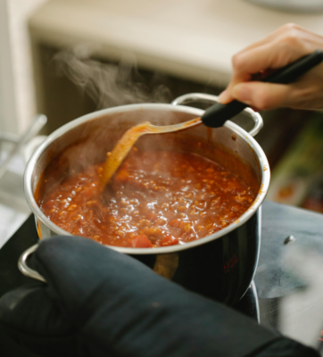 chilli in pot on stove
