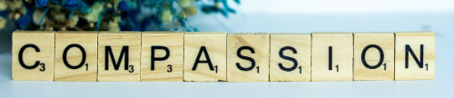 the word compassion written in blocks
