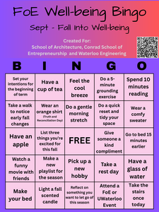 Sept wellbeing bingo card