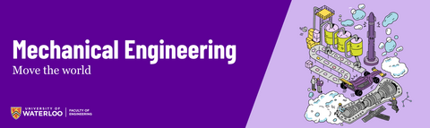 Text that stays "Mechanical Engineering: Move the world" with a drawing of various mechanical engineering imagery