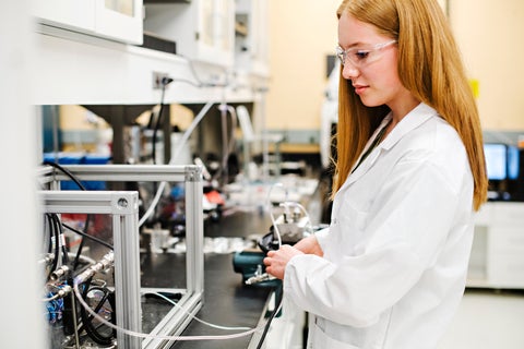 girl doing lab work