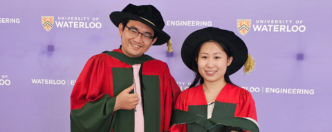 PhD engineering grads pose after convocation