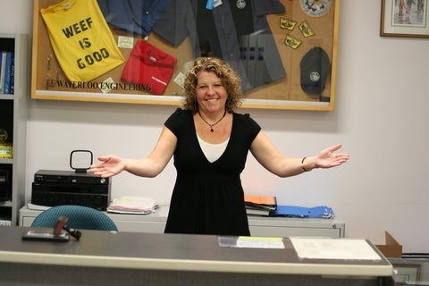 Mary Bland in the Engineering Society office