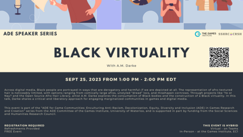 Event Poster for Black Virtuality Guest Lecture