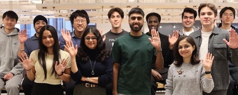 Group of students with prof